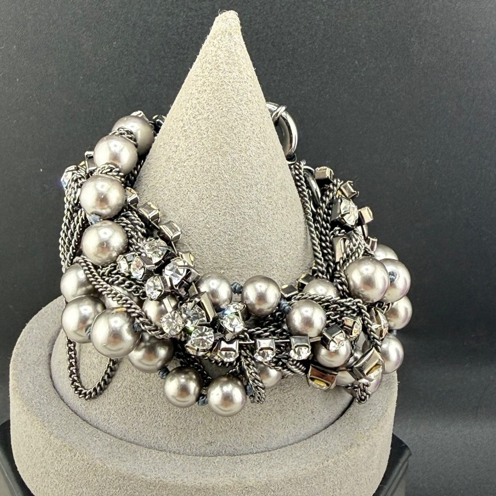 Vintage J Crew Bracelet Rhinestone Beaded 6"